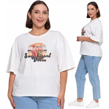 Dámské tričko Dámské tričko s krátkým rukávem bavlněné volného střihu oversize s módním potiskem MORAJ XL