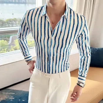 Pánská košile Best Fashion Pánská košile s výrazným vzorem pro volný čas Barva: Modrá, Velikost: 3XL