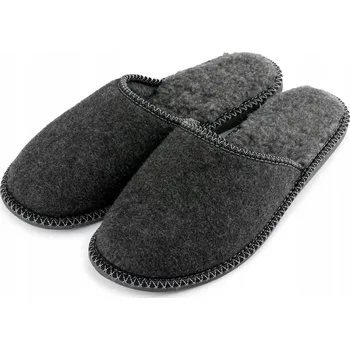 Dámská obuv Pánské plstěné Papuče , zateplené, černé vlněné nazouvací pantofle, vel. 45