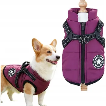 Obleček pro psa Bundička pro psa s ramenními popruhy vel S purpurová, délka hřbetu 22 cm
