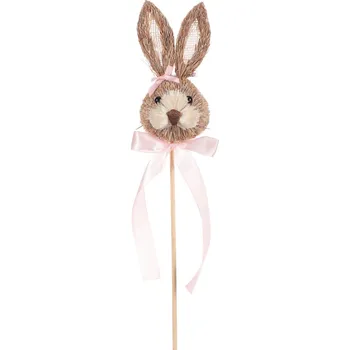 Autronic Hlava zajíce - slaměná dekorace, zápich, hnědá - PRK1012