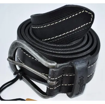 Opasek WRANGLER kožený opasek černý PROŠÍVANÝ PÁSEK W85