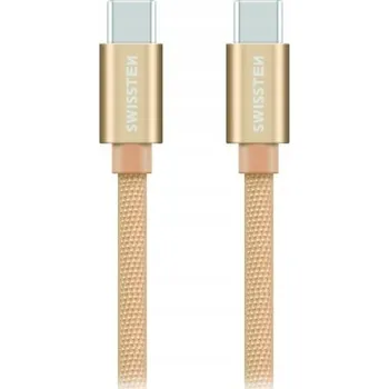 Datový kabel Kabel Swissten USB typ C – USB typ C 1,2 m zlatý