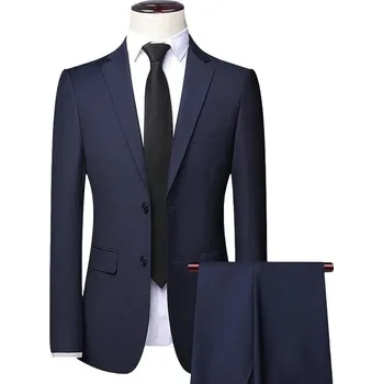 Pánský oblek Best Fashion Pánský oblek slim střihu pro business a svatby Barva: Modrá, Velikost: M