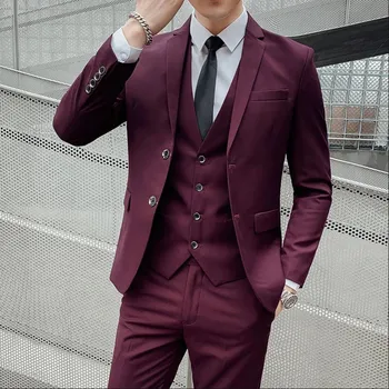 Best Fashion Pánský tří­dílný oblek pro formální příležitosti Barva: Červená, Velikost: 5XL