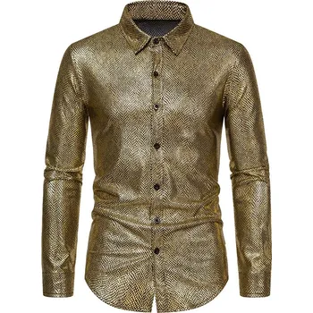 Pánská košile Best Fashion Pánská výrazná košile pro společenské akce Barva: Zlatá, Velikost: L