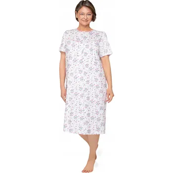 Dámské noční prádlo KOŠILE NOČNÍ DÁMSKÁ L S KRÁTKÝM RUKÁVEM BAVLNĚNÁ ROZEPÍNACÍ RŮŽOVÁ