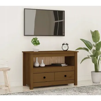 Televizní stolek TV stolek, medově hnědá, 79x35x52 cm, masivní dřevo