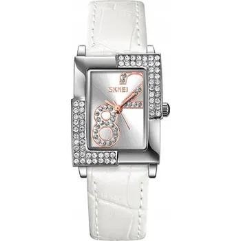 Hodinky Dámské analogové hodinky SKMEI skm.192891h.wm s kožený opasek a zirkony