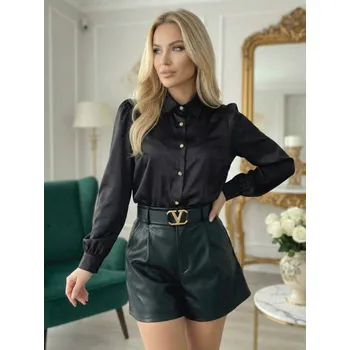 Elegantní černá saténová halenka VSB ELEGANT , VELIKOST L