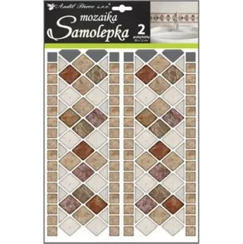 Samolepící dekorace Samolepka na zeď mozaika plastiscká imitace obkladů 2 pruhy 30x12cm