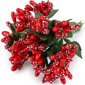 Květinové pestíky na drátku / vývazek, velké, 16 červená světlá