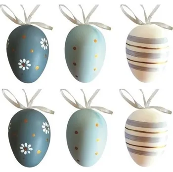 Velikonoční dekorace Vajíčka plastová na zavěšení 6 cm, 6 ks v sáčku [F]