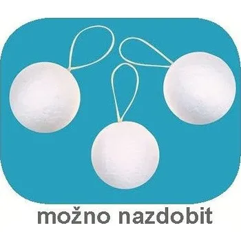 Vánoční dekorace Dílky z buničiny - bílá baňka k dekorování na zavěšení 5cm,12ks v sáčku [A]