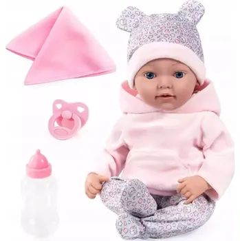 Bayer Design Reborn Baby panenka s příslušenstvím 38 cm, růžová/šedá