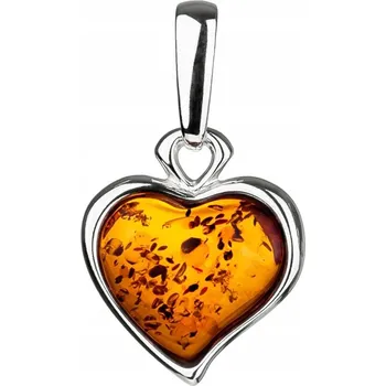 Přívěsek Malé Jantarové Srdíčko Stříbrný Přívěsek s Jantarem Přívěsek Srdíčko