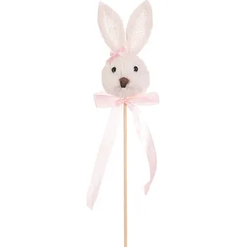 Autronic Hlava zajíce - slaměná dekorace, zápich, bílá - PRK1014