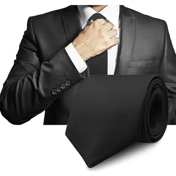 Kravata Elegantní PÁNSKÁ kravata Klasická ČERNÁ Hladká M.36 Pako Jeans