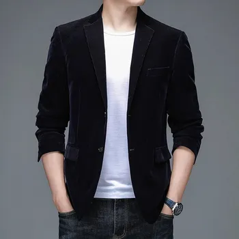 Best Fashion Pánské manšestrové sako pro business i volný čas Barva: Tmavě Modrá, Velikost: 4XL