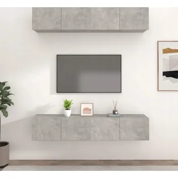 Televizní stolek TV stolky, 4 ks, betonově šedá, 80x30x3 cm