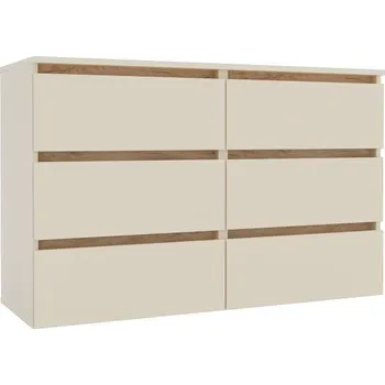 Komoda IDEA šuplíková komoda 1200, Satin / Gold Kraft oak