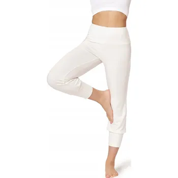 Dámské legíny Jógové kalhoty 3/4 harémky legíny dámské BLV50-283 Ecru S
