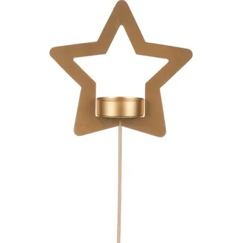 Svícen Svícen kovový ve tvaru hvězdy - zápich, na čajovou svíčku, matná zlatá. Barva: Zlatá