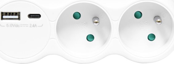 Ecolite Zásuvka rozbočovací XQBZ-01/3 2x kulatá, USB-A+ USB-C