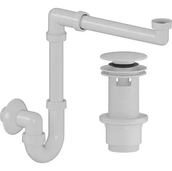Sifon CERANO - Sifon umyvadlový/nábytkový, místošetřící - DN32/250-700 mm - s výpustí click-clack s přepadem - plast - 67/82mm - bílá matná