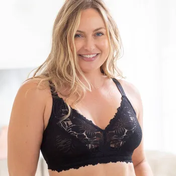 Podprsenka Stahující podprsenka z bavlny a krajky, bez kostic černá 95C