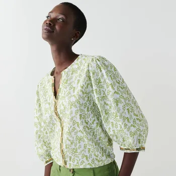 Dámská halenka Halenka s výšivkou, 		3/4 rukávy a potiskem anýzová 36