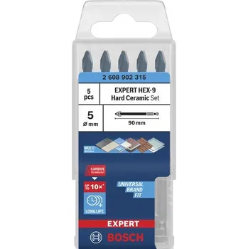 Vrták Bosch Sada vrtáků EXPERT HEX-9 Hard Ceramic, 5× 90 mm, 5 ks Professional (2608902315)