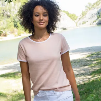 Tričko s krátkými rukávy a kontrastním lemováním růžová 54