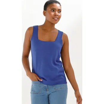 Dámská móda Úpletový top se čtvercovým výstřihem tmavě modrá 38/40