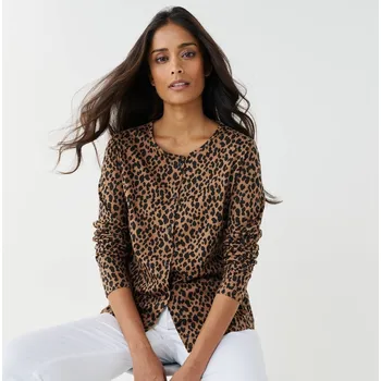 Žerzejová halenka s potiskem zvířecí srsti hnědošedá/černá 42/44