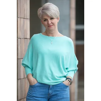 Dámský svetr Italy fashion Úpletový svetr IRENE Barva: tyrkysová, Velikost: UNI: L-3XL