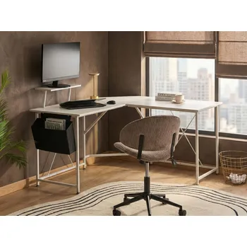 Psací stůl Rohový stůl bílá deska z MDF nohy a rám z práškově lakovaného železa široký pracovní stůl moderní Beliani