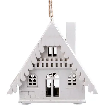 Vánoční dekorace Dřevěný domeček svítící k zavěšení Varianta: bílá, Balení: 1 ks 56792/143917/261230