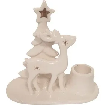 Svícen Svícen s jelenem porcelánový 12 x 11 x 6 cm, na svíčku 2,2 cm