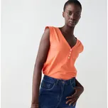 Top s výstřihem do V a madeirou oranžová 54