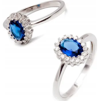 Prsten Stříbrný prstýnek ryzosti 925 s oválným modrým zirkonem