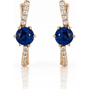 Náušnice Pozlacené Náušnice z chirurgické ocel s modrou zirkon KST3498