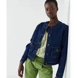 Džínová krátká bunda na knoflíky modrá 46