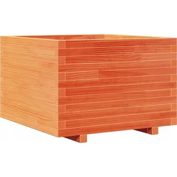 Květináč VidaXL Zahradní květináč, voskovaná hnědá, 70x70x49,5 cm, borové dřevo