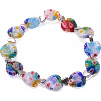 Náramek Millefiori náramek ze srdíček Multicolor obvod cca 16 až 22 cm