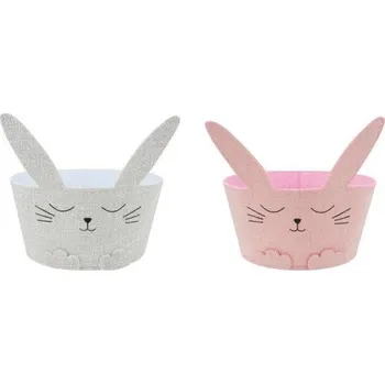 Velikonoční dekorace Košík textilní zajíček s ušima 19x9,5 cm