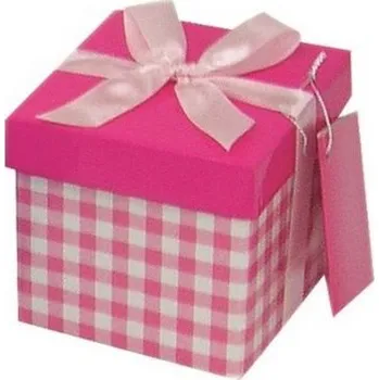 Dárková krabička Dárková krabička skládací s mašlí XS 10x10x10 cm kostkovaná