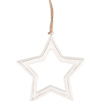 Vánoce Hvězda dřevěná na zavěšení s patinou 11 x 11,5 x 1,5 cm