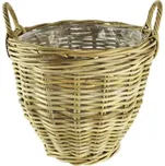 Ratanový obal na květináč s uchy Ø 41 cm x 42 cm šedý s igelitovou výplní