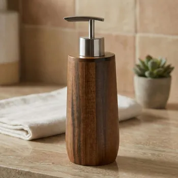 Dávkovač mýdla Dávkovač na tekuté mýdlo nebo mycí prostředek na nádobí dřevěný KLEINE WOLKE ACAIA